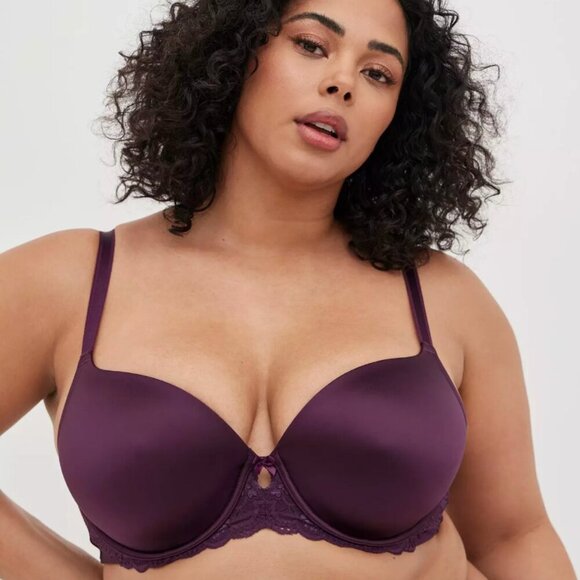 TORRID CURVE Perfect T-Shirt Bra in Microfiber Purple Shine Satin - Size 38DDD - Picture 1 of 12